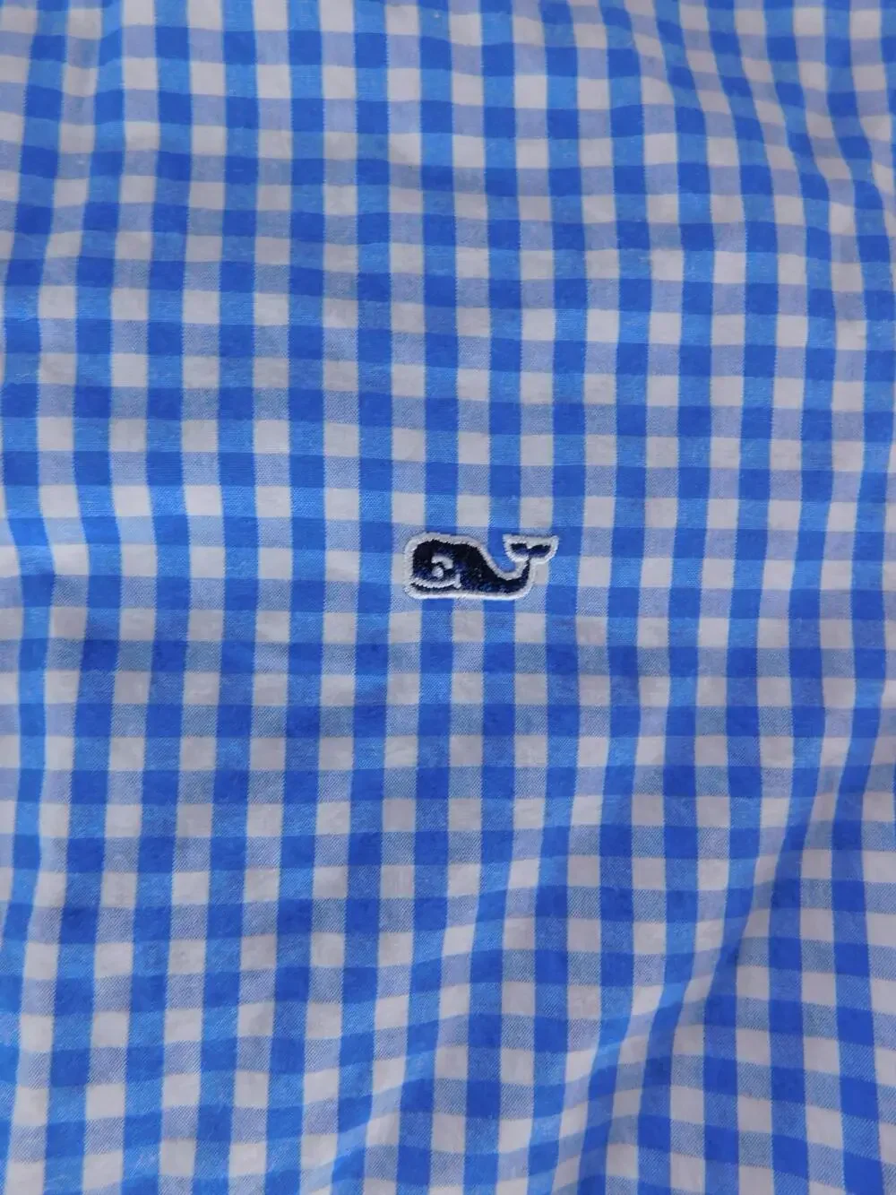 Vineyard Vines Shirt Boys 12 Blue Gingham Long Sleeve Button Down Logo